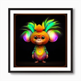 A 3d Hd Colorful Creature On A Black Background 10 Art Print