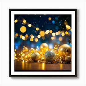 A Night Scene Lit With Magical Sparkling Decorations And Luxurious Shimmering Lights Glowing In A (3) Art Print