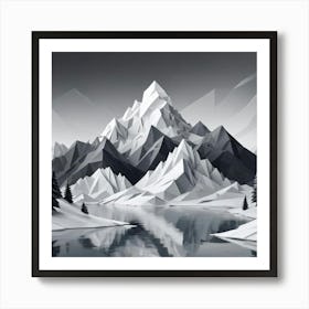 Papercut Illustration Breathtaking Snow crowned Mountain Art Print