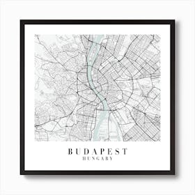 Budapest Hungary Street Map Minimal Color Square Art Print