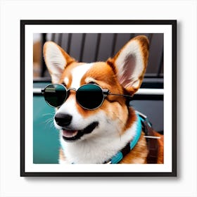 Corgi In Sunglasses 44 Art Print