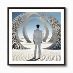 Man In White Standing In Sand 2 Art Print