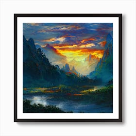 Sunset In The Mountains 2 Art Print