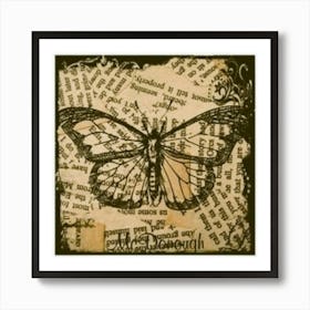 Butterfly On Old Book Pages Art Print