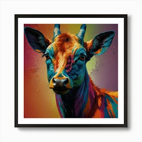 Colorful Cow Art Print