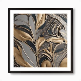 Gold Leaf Wall Art 1 Art Print