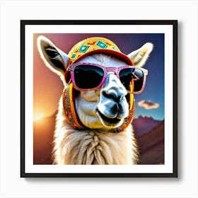 Llama Wearing Sunglasses 1 Art Print