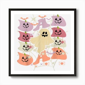 Mens Halloween Dad Jokes Retro Groovy Ghost Dad Halloween Costume Art Print