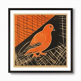 Retro Bird Lithograph Pigeon 2 Art Print