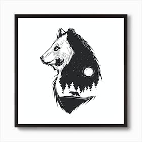 Panda Bear In The Forest Art Print