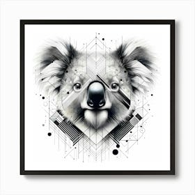 Koala Bear Head - Abstract Line Art Illustration 132 Art Print