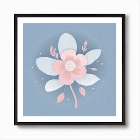 A White And Pink Flower In Minimalist Style Square Composition 82 Art Print