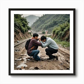 A Person Help Another Person Life Style Photography Art Print