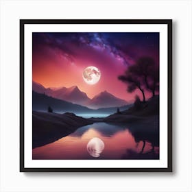 Full Moon Reflected In Water Art Print