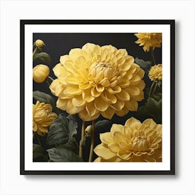 Aesthetic style, Large yellow Dahlia flower 1 Art Print