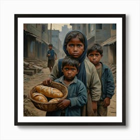 Default The Painting Portrays A Poignant Scene Of Impoverished 0 Art Print