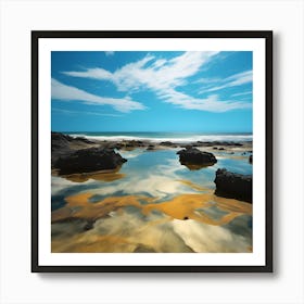 Rocky Beach in Summer Sun Art Print