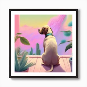 Dog Looking At The Sky Art Print