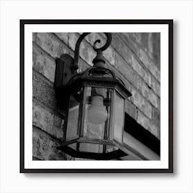 Black And White Image Of A Street Lamp Art Print