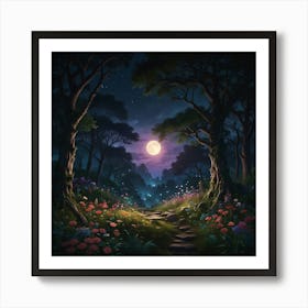 Forest At Night 1 Art Print