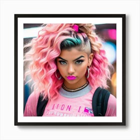 Girl With Pink Hair ghj Art Print