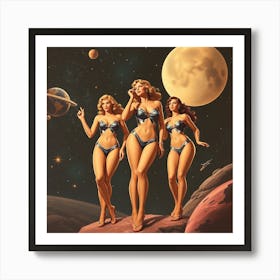 Pinup Girls In Space 1 Art Print