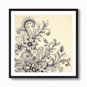 Ornate Floral Design 17 Art Print