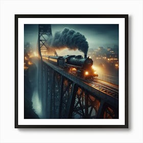 Steam Train On A Bridge 1 Art Print