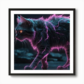 Neon Cat 1 Art Print