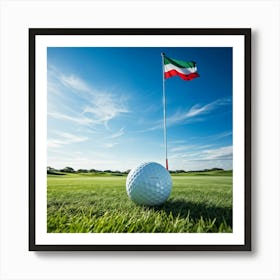 Golf Ball With A Flag Art Print