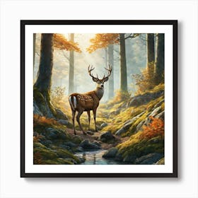 Deer In The Woods 51 Art Print