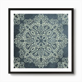 Mandala Navy Boho Lace Art Print