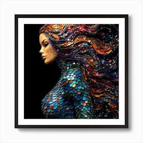 Maraclemente 3d Mosaic Black Mermaid Curly Long Hair Vibrant Me E12e8702 5126 4d6a 818c C032c18b21a5 Art Print