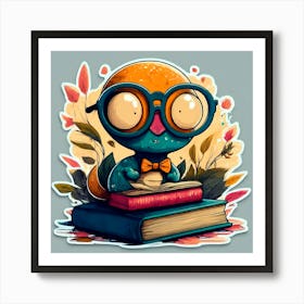 Owl Reading Book Art Print