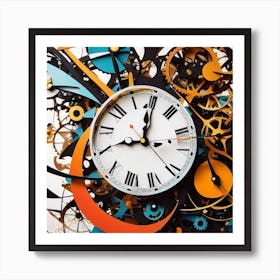 Clock With Gears Art Print