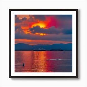 Sunset Over The Sea 1 Art Print