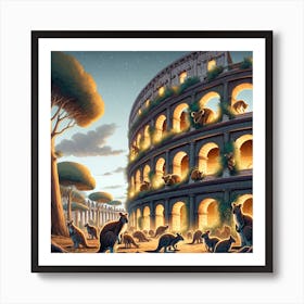 Kangaroos In Rome Art Print