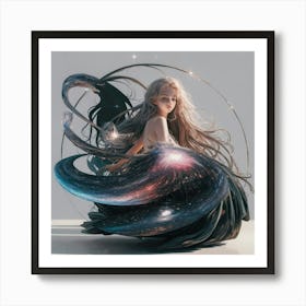 Girl With Long Hair Art Print