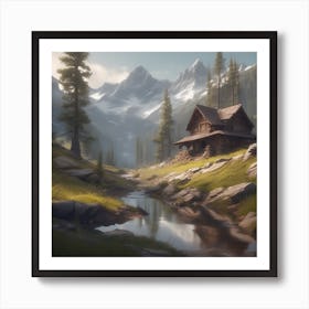 Cabin In The Mountains 11 Art Print