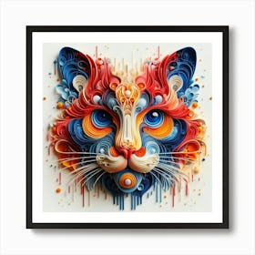 Abstract Cat Art Art Print