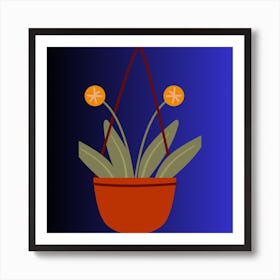 Hanging Pot Of Flowers Art Print