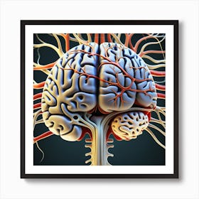 Human Brain With Blood Vessels 23 Art Print