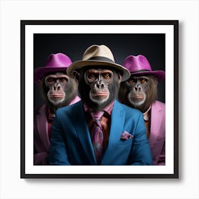 The Colourful Chimpanzee Mob Art Print
