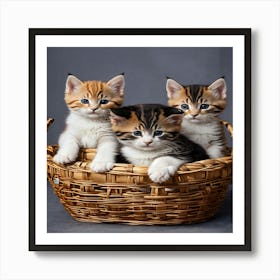 Kittens In A Basket 1 Art Print