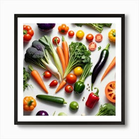 Colorful Vegetables On White Background 2 Art Print