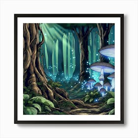 Mystical Mushroom Forest 9 Art Print
