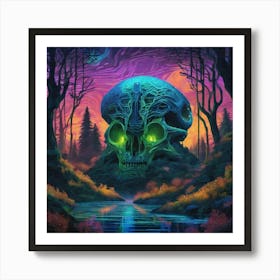 Skull In The Woods 1 Art Print