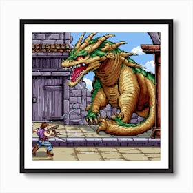 Armadiler Worion Fighting With Dragon Art Print