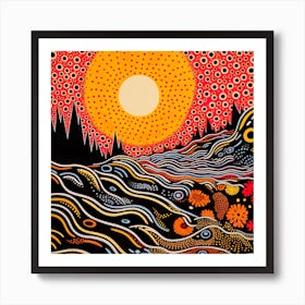 Yayoi Kusama Inspired Sunrise Beach Print Art Print