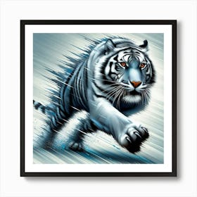 White Tiger Running Art Print